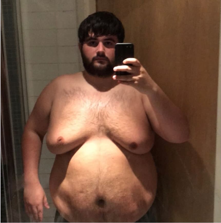 Sam Rigg before losing 85kg