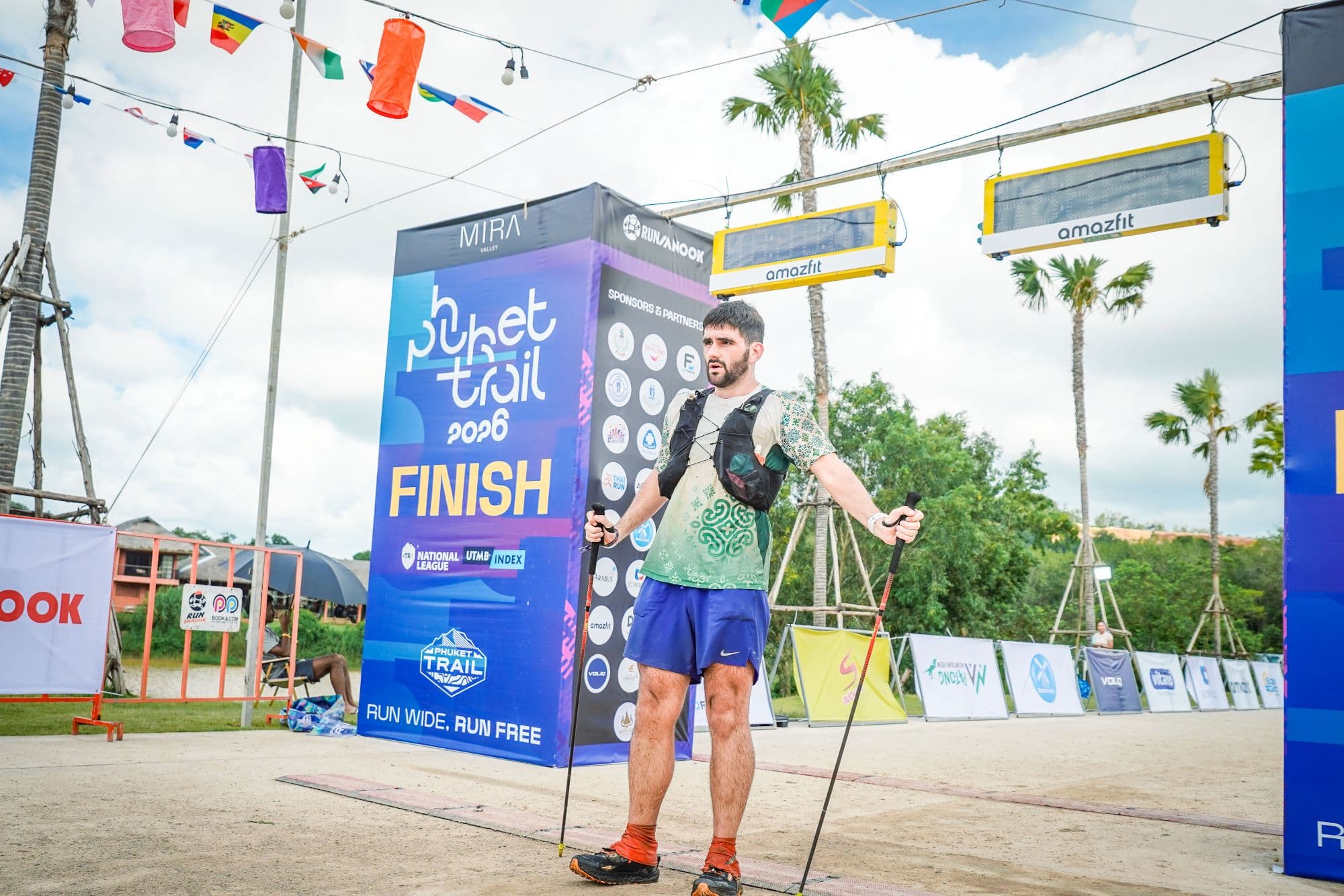Sam Rigg at the finish line of the Phuket Trail ultramarathon